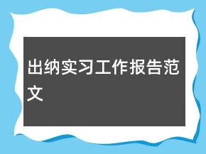 出納實習工作報告范文