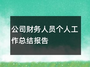 公司財務(wù)人員個人工作總結(jié)報告