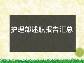 護理部述職報告匯總