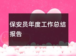 保安員年度工作總結報告