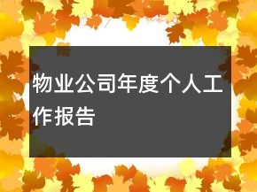 物業(yè)公司年度個(gè)人工作報(bào)告