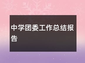 中學(xué)團委工作總結(jié)報告