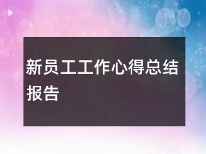 新員工工作心得總結(jié)報(bào)告