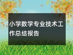 小學(xué)數(shù)學(xué)專業(yè)技術(shù)工作總結(jié)報(bào)告