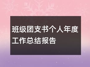 班級(jí)團(tuán)支書(shū)個(gè)人年度工作總結(jié)報(bào)告