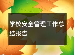 學(xué)校安全管理工作總結(jié)報告