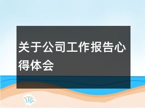 關(guān)于公司工作報(bào)告心得體會(huì)