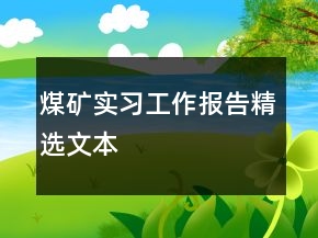 煤礦實(shí)習(xí)工作報告精選文本