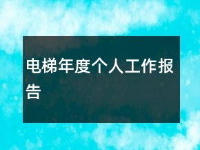 電梯年度個人工作報告