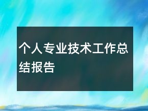 個人專業(yè)技術(shù)工作總結(jié)報告