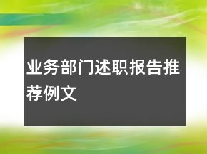 業(yè)務(wù)部門述職報告推薦例文