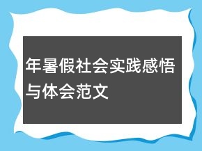 年暑假社會(huì)實(shí)踐感悟與體會(huì)范文