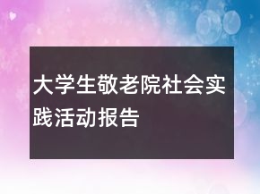 大學(xué)生敬老院社會實(shí)踐活動報(bào)告