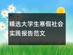 精選大學(xué)生寒假社會實(shí)踐報(bào)告范文