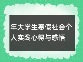 年大學(xué)生寒假社會個人實踐心得與感悟