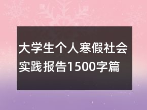 大學生個人寒假社會實踐報告1500字篇