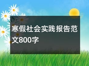 寒假社會(huì)實(shí)踐報(bào)告范文800字