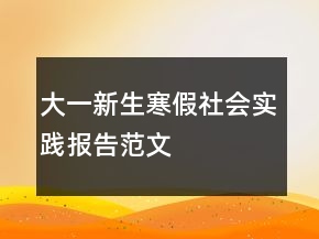 大一新生寒假社會實踐報告范文