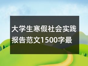 大學(xué)生寒假社會實踐報告范文1500字最新