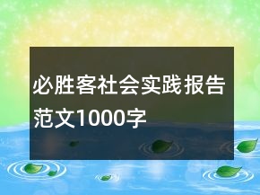 必勝客社會實踐報告范文1000字