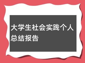 大學生社會實踐個人總結(jié)報告