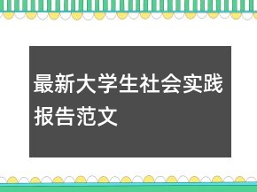 最新大學生社會實踐報告范文