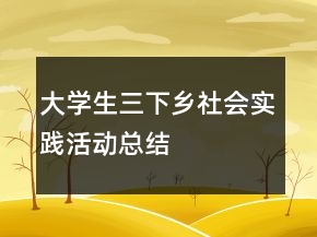 大學(xué)生三下鄉(xiāng)社會(huì)實(shí)踐活動(dòng)總結(jié)
