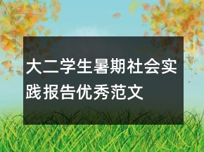 大二學(xué)生暑期社會(huì)實(shí)踐報(bào)告優(yōu)秀范文