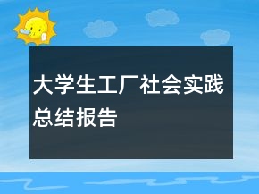 大學(xué)生工廠社會實(shí)踐總結(jié)報(bào)告