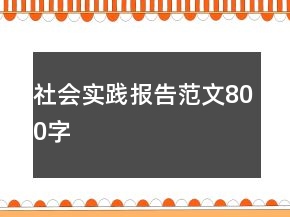 社會實踐報告范文800字