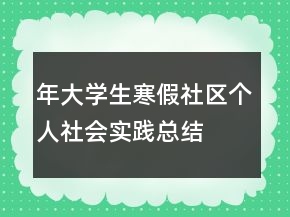 年大學生寒假社區(qū)個人社會實踐總結(jié)
