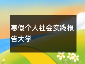 寒假個(gè)人社會(huì)實(shí)踐報(bào)告大學(xué)