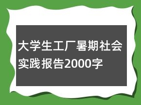 大學(xué)生工廠暑期社會實踐報告2000字