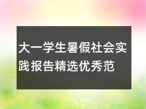 大一學(xué)生暑假社會實踐報告精選優(yōu)秀范文
