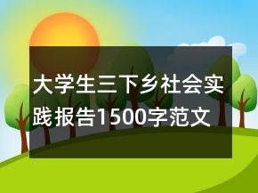 大學(xué)生三下鄉(xiāng)社會(huì)實(shí)踐報(bào)告1500字范文