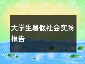 大學(xué)生暑假社會(huì)實(shí)踐報(bào)告