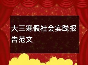 大三寒假社會實踐報告范文