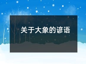 關(guān)于大象的諺語(yǔ)