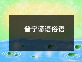 普寧諺語、俗語