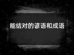 能結(jié)對(duì)的諺語(yǔ)和成語(yǔ)