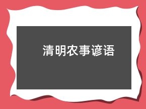 清明農(nóng)事諺語