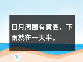 日、月周圍有黃圈，下雨就在一天半。