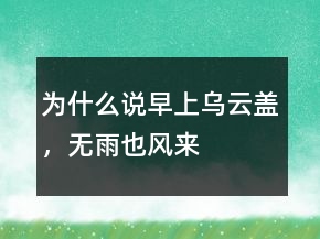 為什么說“早上烏云蓋，無雨也風來”