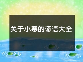 關(guān)于小寒的諺語大全