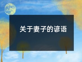 關(guān)于妻子的諺語