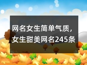 網(wǎng)名女生簡單氣質(zhì)，女生甜美網(wǎng)名245條