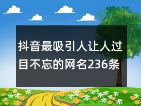 抖音最吸引人讓人過目不忘的網(wǎng)名236條