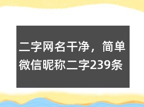 二字網(wǎng)名干凈，簡單微信昵稱二字239條