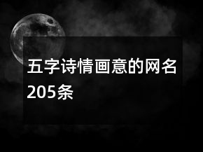 五字詩(shī)情畫意的網(wǎng)名205條