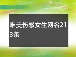 唯美傷感女生網(wǎng)名213條